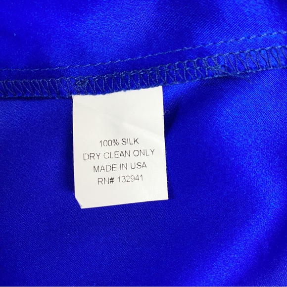 AMANDA UPRICHARD Royal Blue 100% Silk Cold Shoulder Dress - Picture 8 of 8